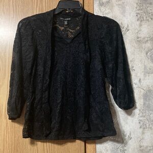 Cable & Gauge Women’s XS 2 Piece Black Lace Top With Black Cami NWT